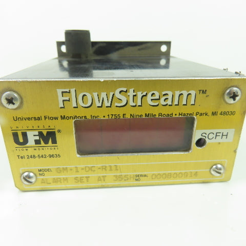 Flow Stream GM-1-DC-R11 Universal Flow Monitors 100 SCFH 14.7 PSIA 70F