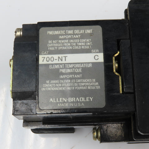 Allen Bradley 700-N400A1 700-NT Pneumatic Time Delay Control Relay 110/120V Coil
