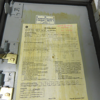 GE General Electric TH3361J 30A Safety Disconnect Switch 600VAC 250VDC