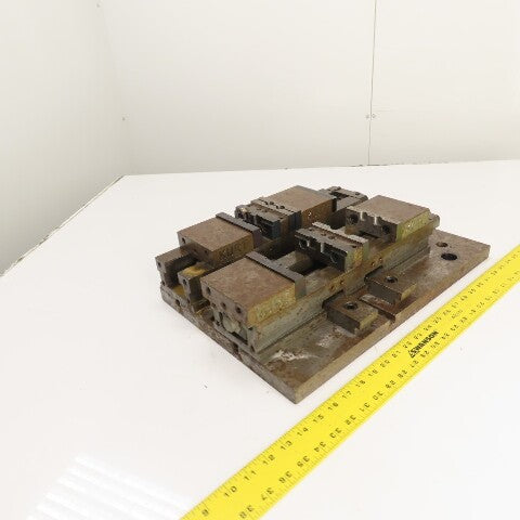 Kurt DL400C 4" Wide Double Lock Station Double Vise Setup Mounted On Steel Plate