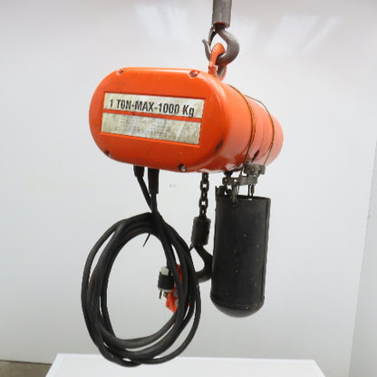 CM Model L 1 Ton 2000Lbs Electric Chain Hoist 15' Lift 115V 1Ph 1Hp 16FPM Tested
