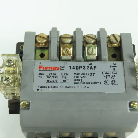 Furnas 14DP32AF Size 1 Motor Starter Contactor 600V 27A 120V Coil W/ Overload