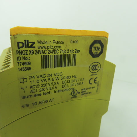 Pilz PZE X9 24VAC 24VDC 7n/o 2 n/c 2so Safety Relay 24VAC 24VDC 5.5W 11.0VA