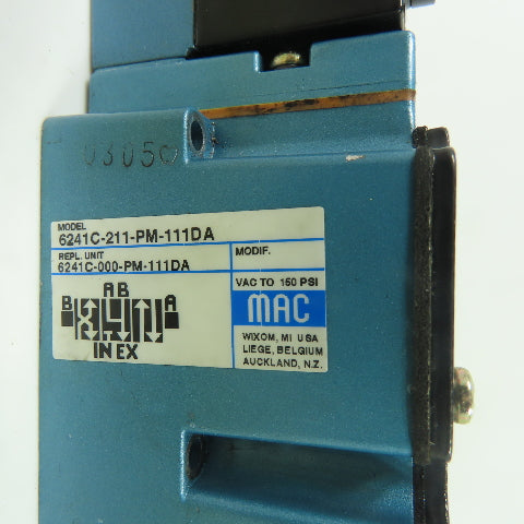 MAC 6241C-211-PM-111DA Solenoid Valve 150PSI 110/120V Coil