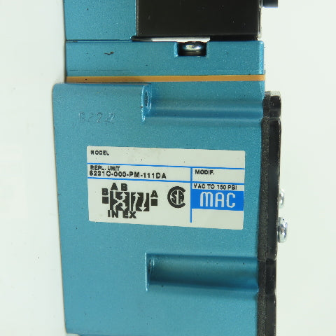 MAC 6231C-000-PM-111DA Solenoid Valve 150PSI 110/120V Coil