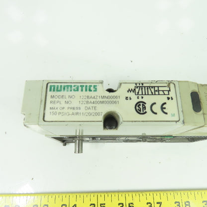 Numatics 122BA4Z1MN00061 Pneumatic Solenoid Valve 150PSI 24VDC Coil