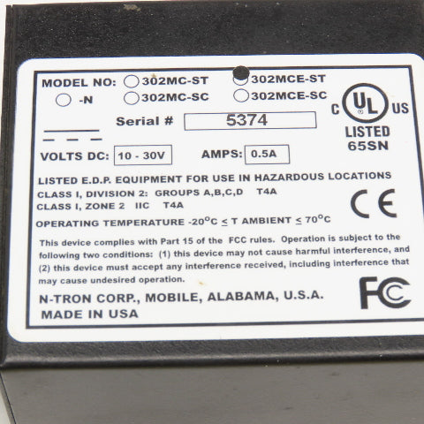 N-Tron Corp 302MCE-ST Media Converter 10-30VDC