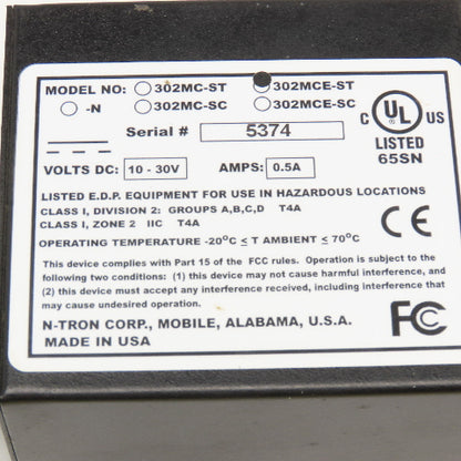 N-Tron Corp 302MCE-ST Media Converter 10-30VDC