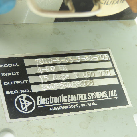 ECS 7810-3-03-5-20-20-F03 Power Supply 4-20mA 75A @ 480VAC