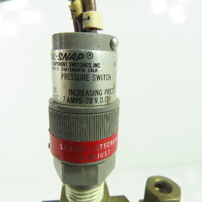 CCS 607GK1 Pressure Switch 500PSIG Proof 120/250VAC 28VDC 4-22PSIG Range