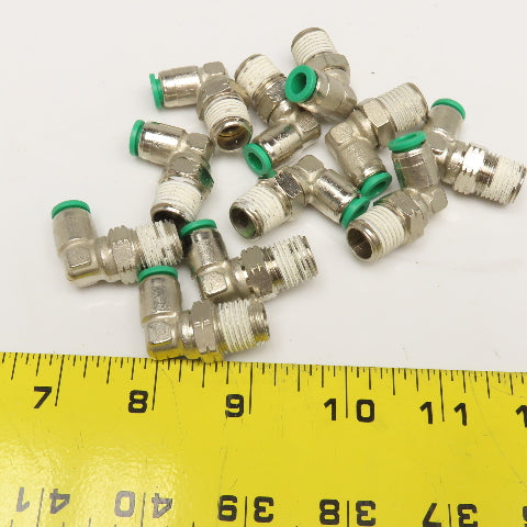 Numatics 1/4" Push To Connect 1/4" NPT Swivel Fitting Elbow 90° Nickel Lot Of 11