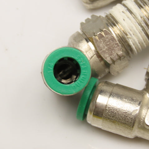 Numatics 1/4" Push To Connect 1/4" NPT Swivel Fitting Elbow 90° Nickel Lot Of 11