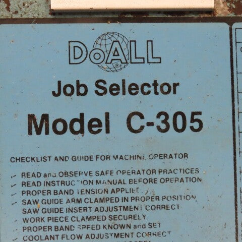 DoAll C-305A 12" x 12" Automatic Cold Cut Band Saw Chip Auger 208-230/460V 5Hp