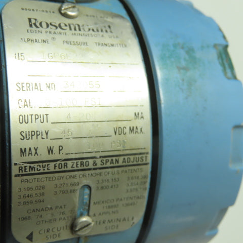 Rosemount 1151GP6E22 Pressure Transmitter 0-100PSI 45VDC