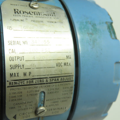 Rosemount 1151GP6E22 Pressure Transmitter 0-100PSI 45VDC