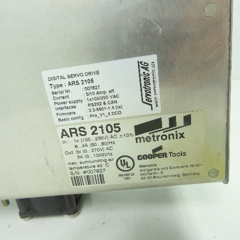 Cooper Metronix ARS 2105 Digital Servo Drive 100-230V Input 0-270V Output
