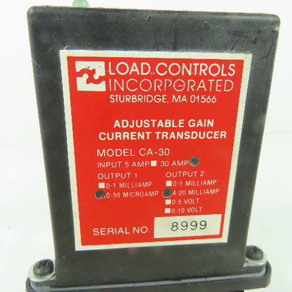 Load Controls Inc. CA-30 30A Adjustable Gain Current Transducer 0-50Microamp