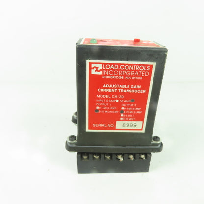 Load Controls Inc. CA-30 30A Adjustable Gain Current Transducer 0-50Microamp