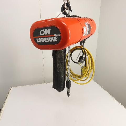 CM Lodestar Model L 1 Ton 2000LB Electric Chain Hoist 20' Lift 16FPM 230/460V
