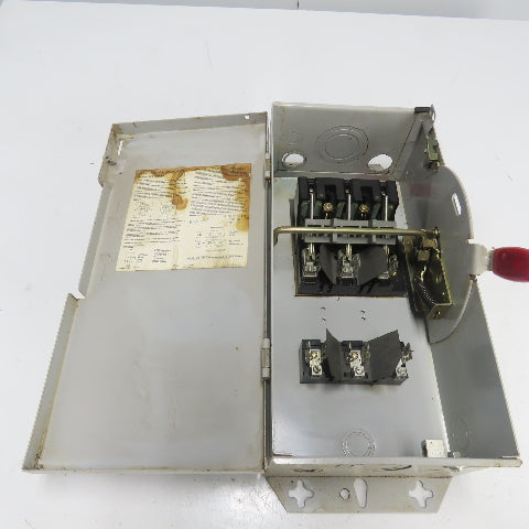 Thomas Betts HD361-TB 30A Fusible Safety Disconnect Switch 600V Type 1 Encl.