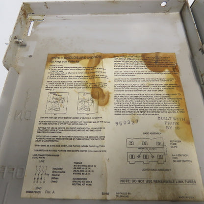 Thomas Betts HD361-TB 30A Fusible Safety Disconnect Switch 600V Type 1 Encl.