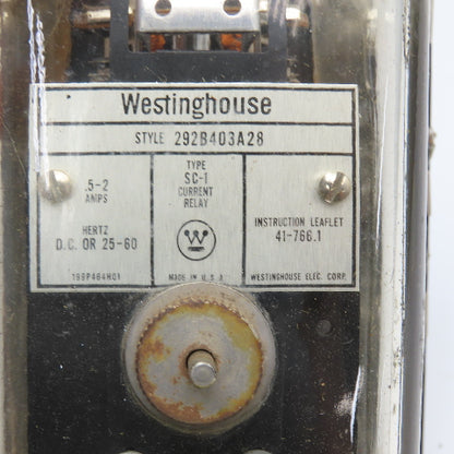 Westinghouse 292B403A28 SC-1 Current Relay 25-60Hz