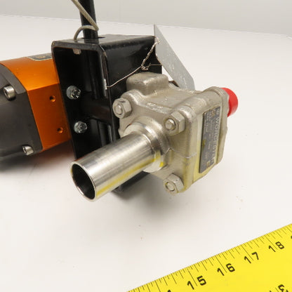 Worcester Model 15 40 1" Tube Weld Stainless Steel Ball Valve & Actuator 120PSI