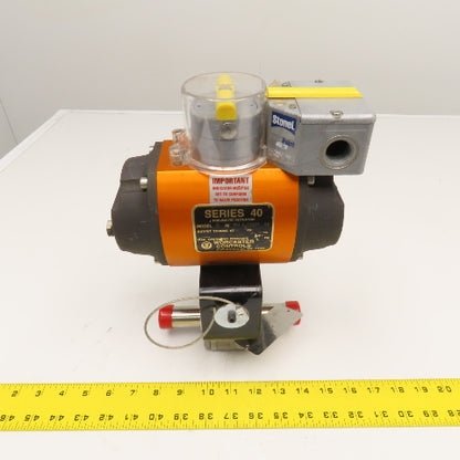 Worcester Model 15 40 1" Tube Weld Stainless Steel Ball Valve & Actuator 120PSI
