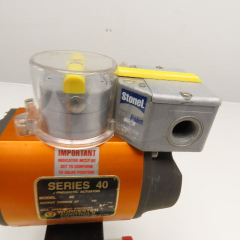 Worcester Model 15 40 1" Tube Weld Stainless Steel Ball Valve & Actuator 120PSI