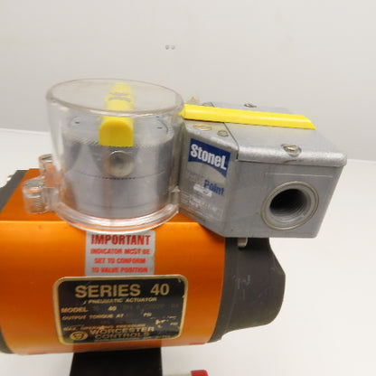 Worcester Model 15 40 1" Tube Weld Stainless Steel Ball Valve & Actuator 120PSI