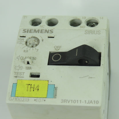Siemens 3RV1011--1JA10 Sirius Circuit Breaker 8.5-10A W/ 3RT1016-1AF01 110V