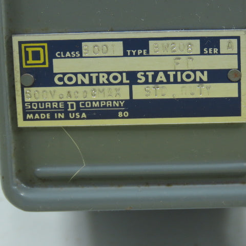 Square D BW208 FD 3-Position Spring Return Control Station Up/Down 600V