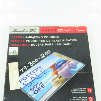Swingline 3200599 Fusion EZUse 11.5 x 9 Speed Laminating Pouches 10 Mil Lot/50
