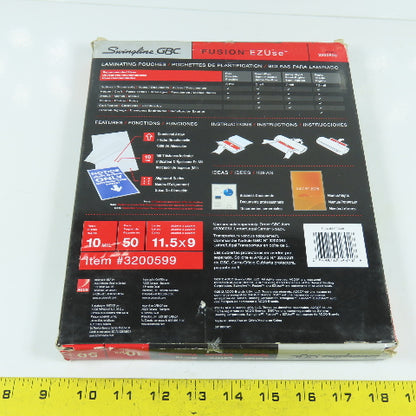 Swingline 3200599 Fusion EZUse 11.5 x 9 Speed Laminating Pouches 10 Mil Lot/50