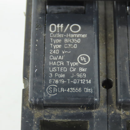 Cutler Hammer BR350 Type C350 3-Pole 50A Circuit Breaker Plug On 240VAC