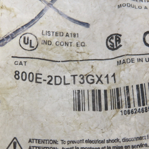 Allen Bradley 800E-2DLT3GX11 Contact Block Pilot Light Green LED 600V AC/DC