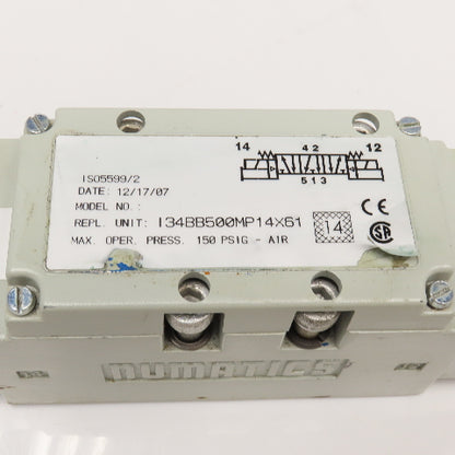 Numatics 134BB500MP14X61 5/3 Position Pneumatic Solenoid Valve 24VDC Coil