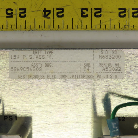 Westinghouse 5869C56G02 15V Dual Power Supply Assembly HBB-15-1.5-A 100-240V In