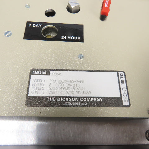 The Dickson PR8-30IMV-S2-7-PN 8" 0/30 IMV(HG) Chart Recorder 8/10 HDSWC 7D/24H