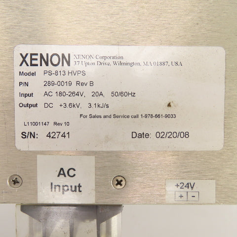 Xenon 289-0019 PS-813 HVPS 3.6kV High Voltage DC Power Supply 180-264V In