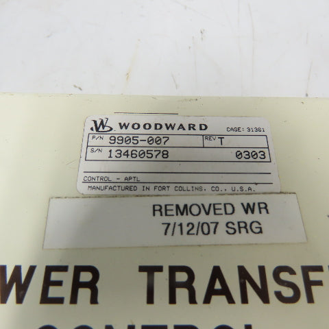 Woodward 9905-007 Rev T Automatic Power Transfer And Load Control