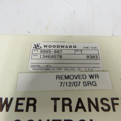 Woodward 9905-007 Rev T Automatic Power Transfer And Load Control