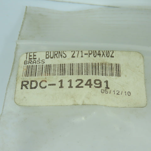 Burns 271-P04X02 Poly-Type Brass Male Run Tee 1/4" Tubing x 1/8" Pipe Lot/10