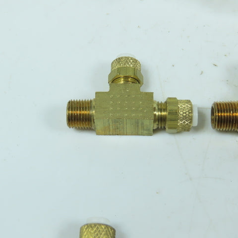 Burns 271-P04X02 Poly-Type Brass Male Run Tee 1/4" Tubing x 1/8" Pipe Lot/10
