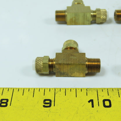 Burns 271-P04X02 Poly-Type Brass Male Run Tee 1/4" Tubing x 1/8" Pipe Lot/10