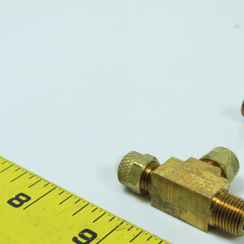 Burns 271-P04X02 Poly-Type Brass Male Run Tee 1/4" Tubing x 1/8" Pipe Lot/10