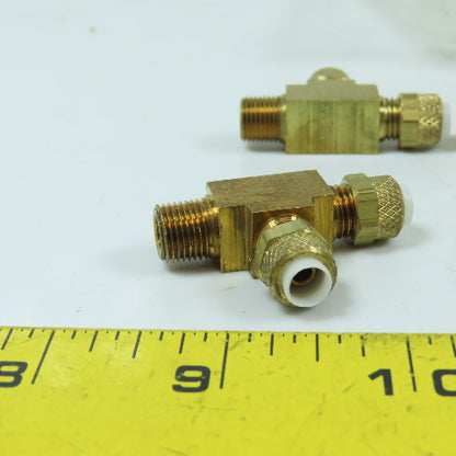 Burns 271-P04X02 Poly-Type Brass Male Run Tee 1/4" Tubing x 1/8" Pipe Lot/10