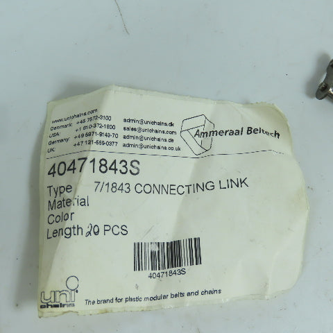 Ammeraal Beltech 40471843S Uni-Chain 7/1843 Connecting Links Lot Of 4 Sets