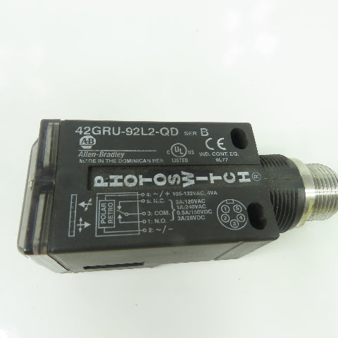 Allen Bradley 42GRU-92L2-QD Ser B Photoswitch Photoelectric Sensor 105-132VAC
