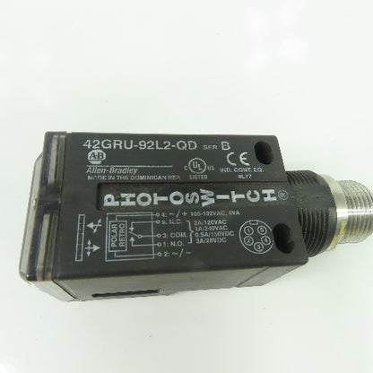 Allen Bradley 42GRU-92L2-QD Ser B Photoswitch Photoelectric Sensor 105-132VAC